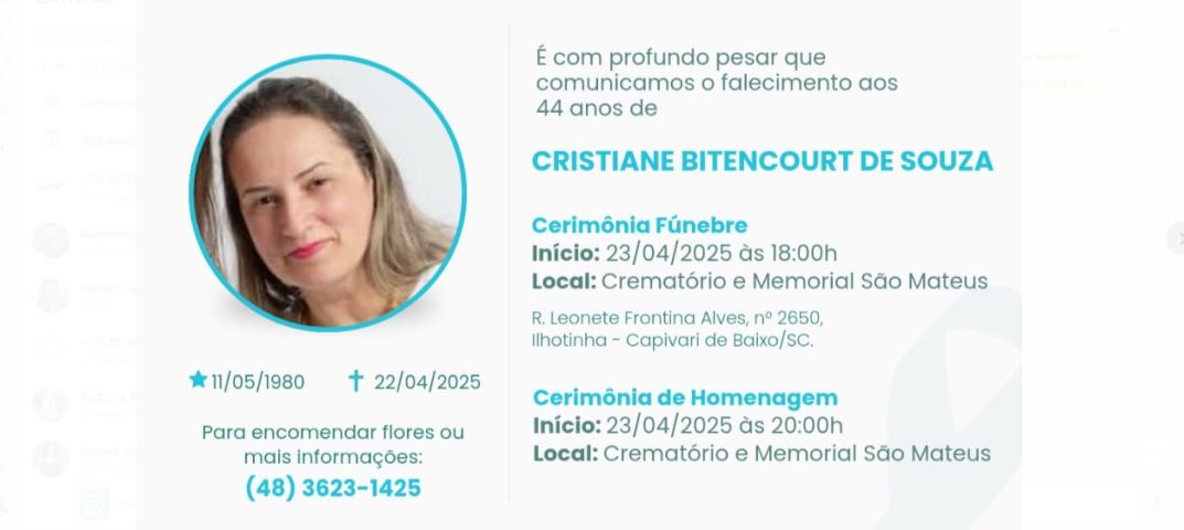 Empresária Cristiane Bittencourt será velada nesta quarta-feira, 23, no Memorial São Mateus
