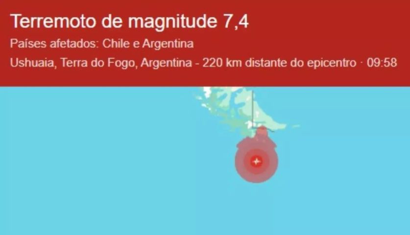 Alerta de Tsunami: terremoto de magnitude 7,5 atinge sul do Chile e Argentina
