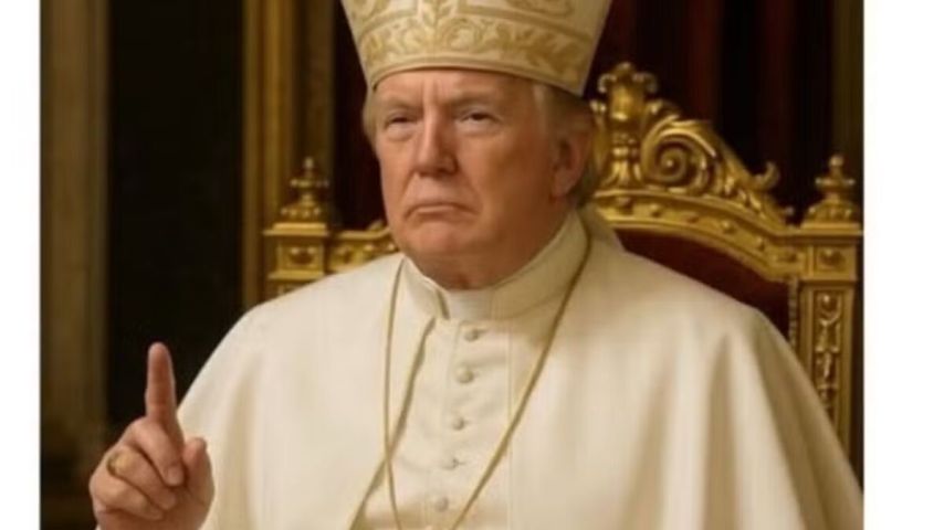 A poucos dias do Conclave, Trump posta foto 'vestido' como papa