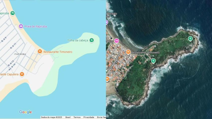Praia de Itapirubá viraliza por formato inusitado