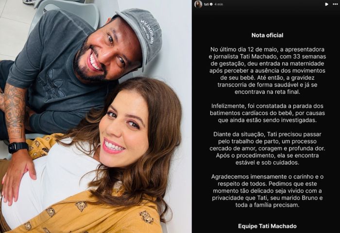 Apresentadora Tati Machado perde bebê na reta final da gravidez