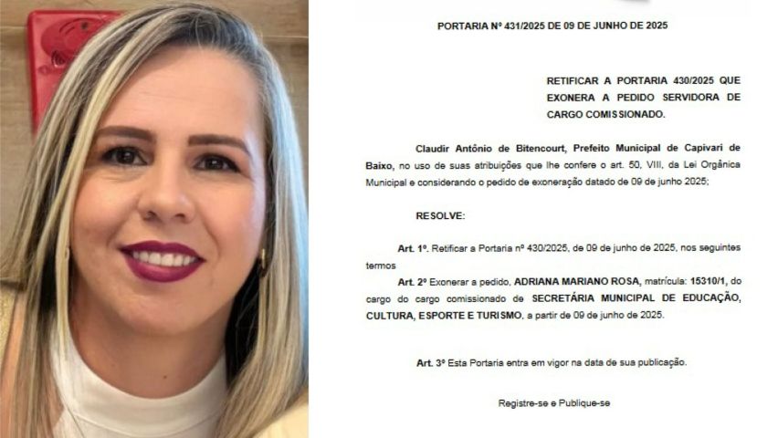 Adriana Mariano Rosa pede exoneração do cargo de secretária de Educação de Capivari de Baixo
