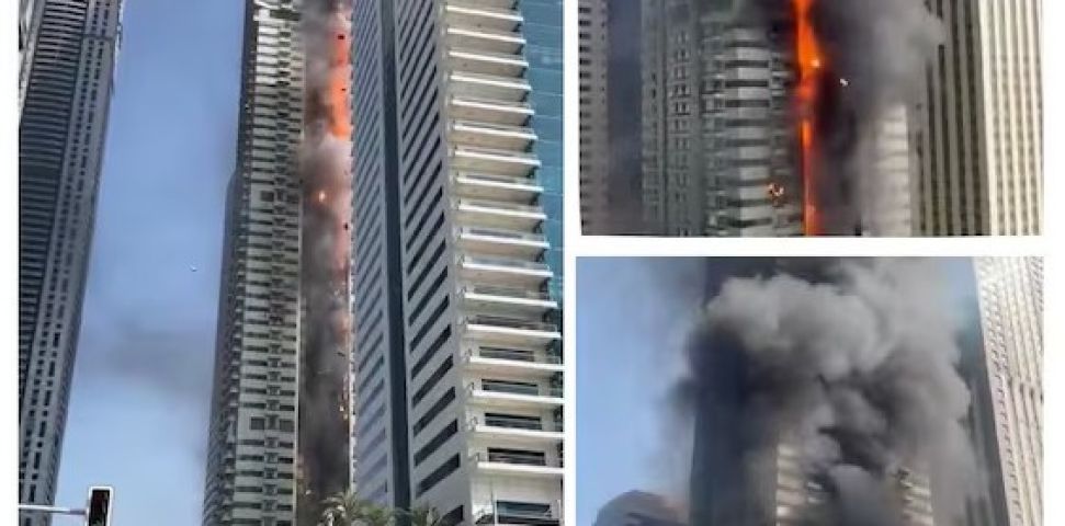(VÍDEO) Incêndio de grandes proporções atinge prédio residencial em Dubai Marina