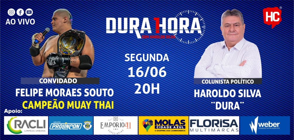 Podcast Dura 1 Hora recebe campeão de Muay Thai, Felipe Moraes Souto, nesta segunda-feira, 16