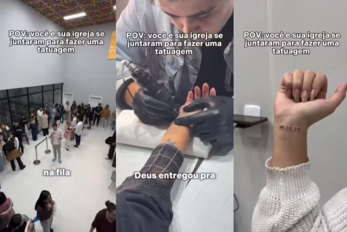 Em SC: Igreja faz sessão de tatuagem coletiva em fiéis e gera críticas nas redes sociais