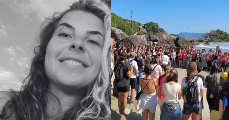 Manifestantes se reúnem em Florianópolis para homenagear pesquisadora da UFSC vítima de feminicídio