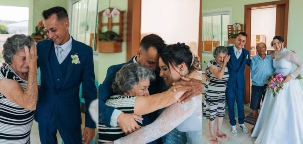 (Vídeo) Em SC: Noivos 'fogem' do próprio casamento e visitam avós que não puderam ir à cerimônia