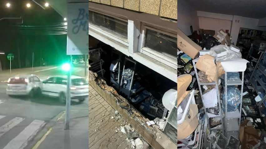(VÍDEO) Loja atingida por carro após colisão no Centro terá de fechar em pleno dezembro para reparos