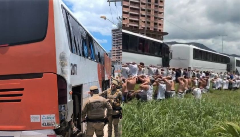 VÍDEO: Torcedores do Santos e do Internacional entram em confronto na BR-101, em Itapema; 10 pessoas são presas