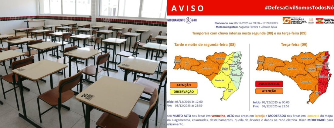 Escolas estaduais têm aulas suspensas em regiões de alto risco em SC
