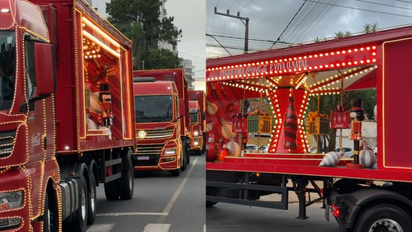 Caravana de Natal da Coca-Cola encanta ruas de Tubarão