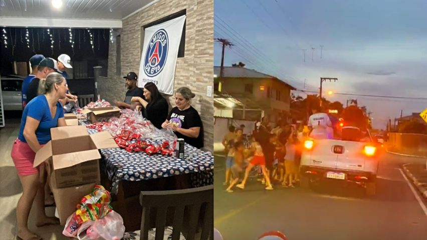 Amigos da 6°Ta leva solidariedade a bairros de Capivari de Baixo em ação natalina