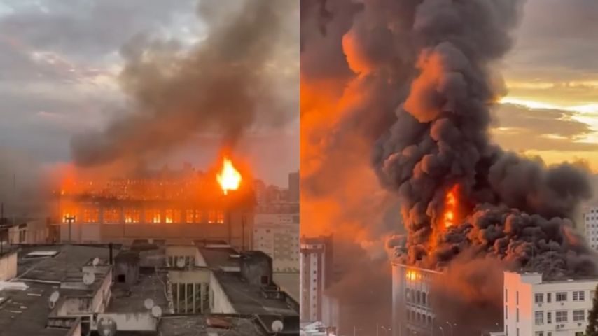 VÍDEO: Imagens mostram incêndio se alastrando no Colégio Marista, em Santa Maria (RS)