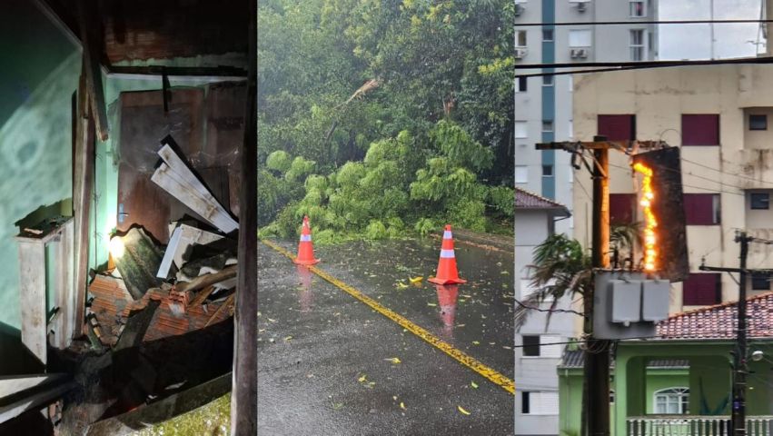 Temporal em Tubarão e Laguna derruba árvores e deixa moradores sem energia