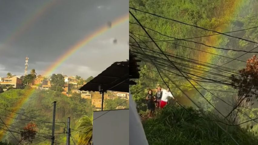 (VÍDEO) Família se emociona ao encontrar começo de um arco-íris no Natal