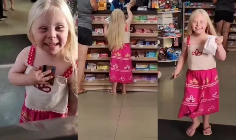 (Vídeo) Menina com síndrome de Down viraliza ao comprar pão de queijo sozinha em SC: 'Volto lá e compro um suco'