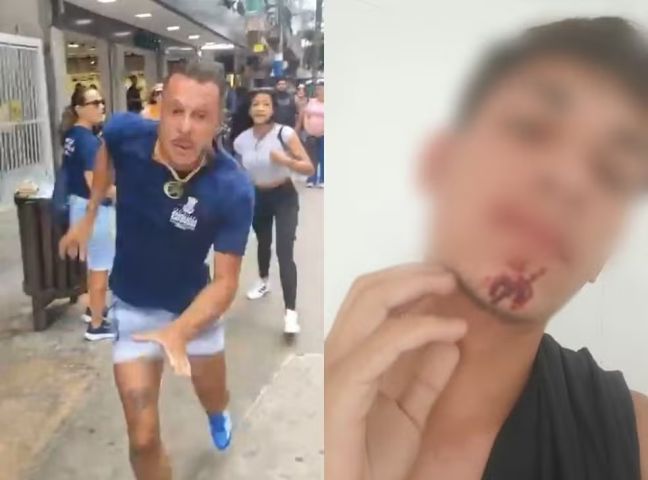(VÍDEO) Adolescente é agredido por fiscal da prefeitura enquanto vendia morangos em Balneário Camboriú