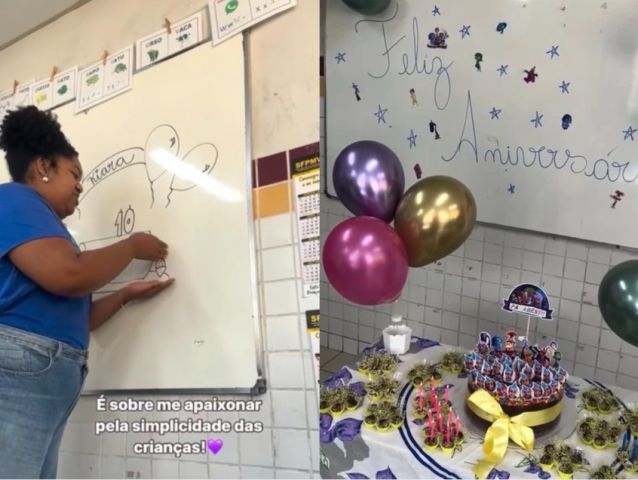 (VÍDEO) Professora improvisa festa no quadro e gesto solidário vira comemoração real