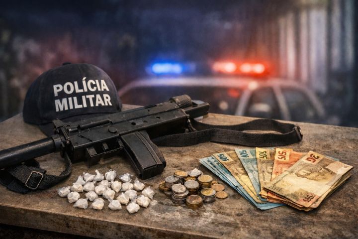 Ação da polícia apreende drogas, dinheiro e arma em Tubarão