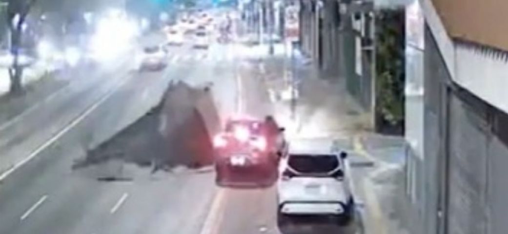 Cratera se abre após uma explosão no centro de São Paulo