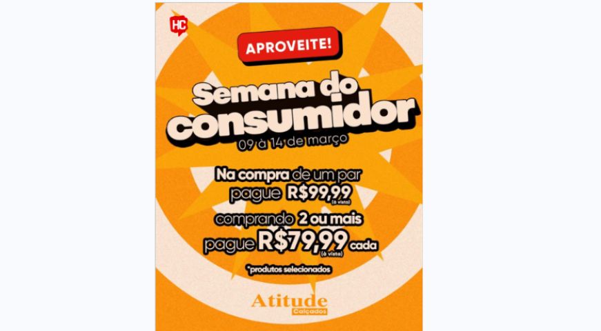 Semana do Consumidor tem ofertas especiais na Atitude Calçados, em Tubarão