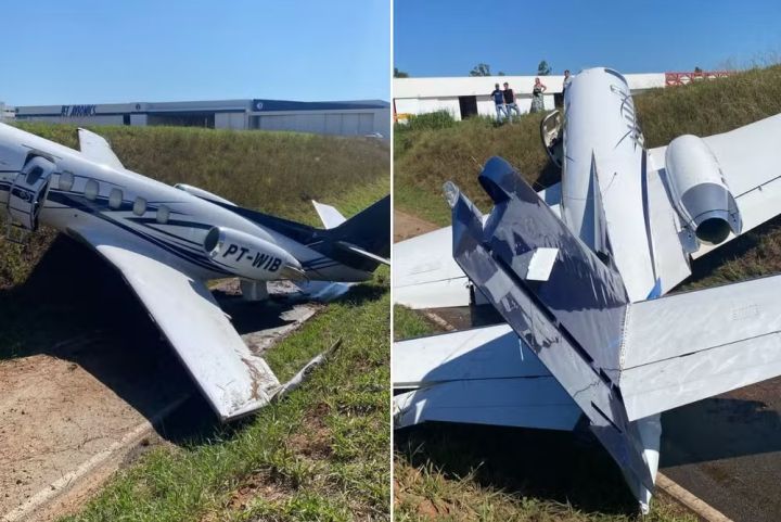 Avião a jato bate em barranco no interior de São Paulo