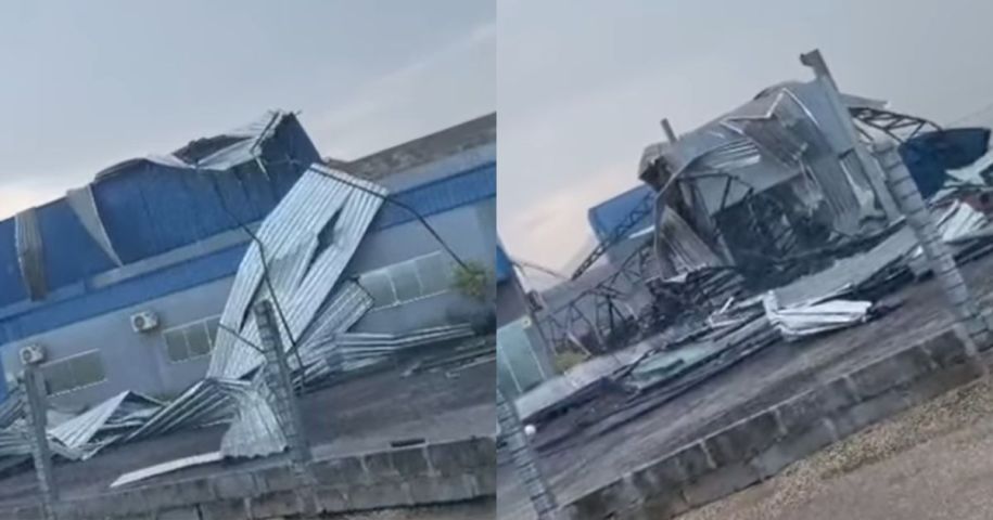 VÍDEO: Temporal provoca estragos em uma empresa de Braço do Norte
