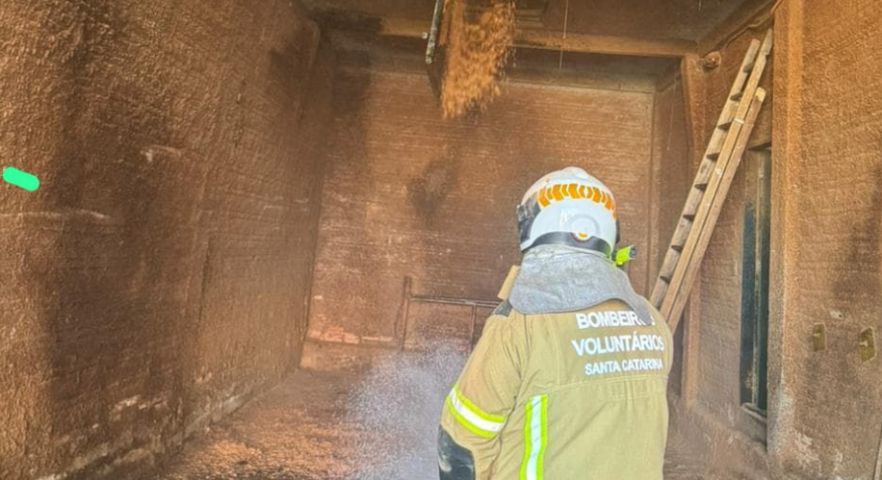 Princípio de incêndio atinge madeireira no Centro de Jaguaruna