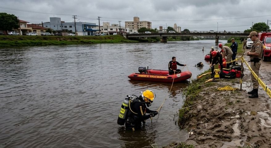 Arma descartada no Rio Tubarão é localizada após perseguição policial
