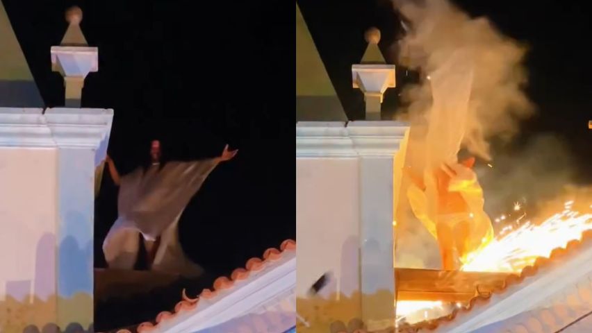 (VÍDEO) Efeito pirotécnico assusta público durante encenação da Paixão de Cristo no RJ