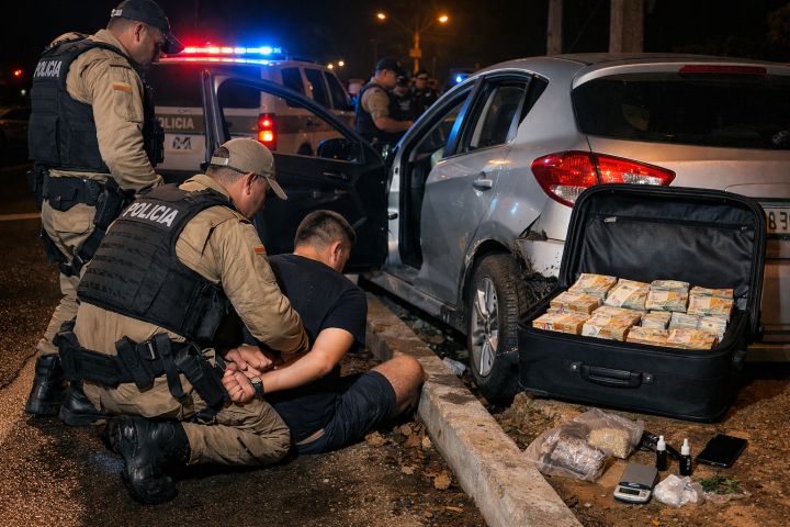 Perseguição termina com R$ 22 mil em espécie apreendidos e prisão por tráfico em Imbituba