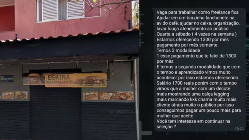 Hamburgueria oferece adicional de R$ 400 para candidata de 17 anos usar roupas justas
