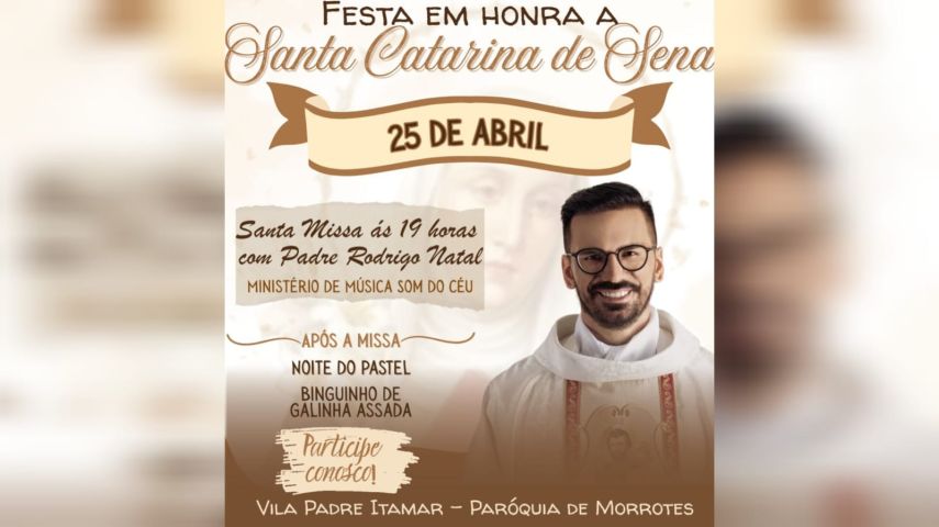 Padre Rodrigo Natal participará de missa na Igreja de Vila Padre Itamar, em Tubarão