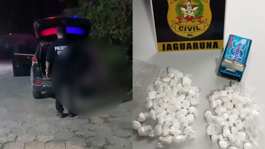 Mulher é presa pela Polícia Civil em Jaguaruna com 69 porções de cocaína 