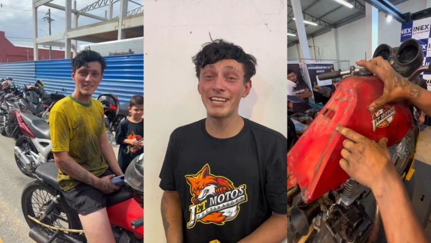Jovem de Jaguaruna viraliza ao mostrar moto simples e mobiliza campanha solidária após emocionar influenciador