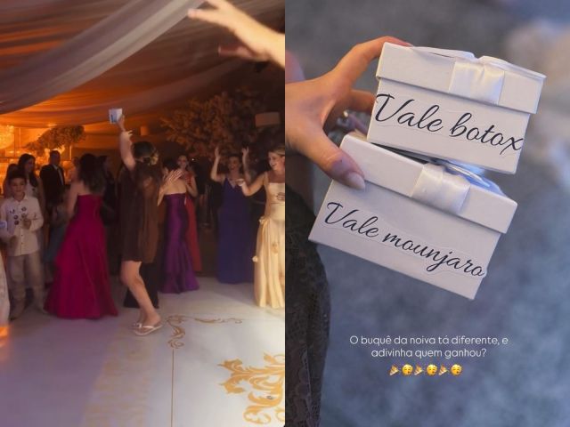 (Vídeo) Em SC: noiva surpreende convidados ao jogar caixa de Mounjaro em vez do buquê no casamento