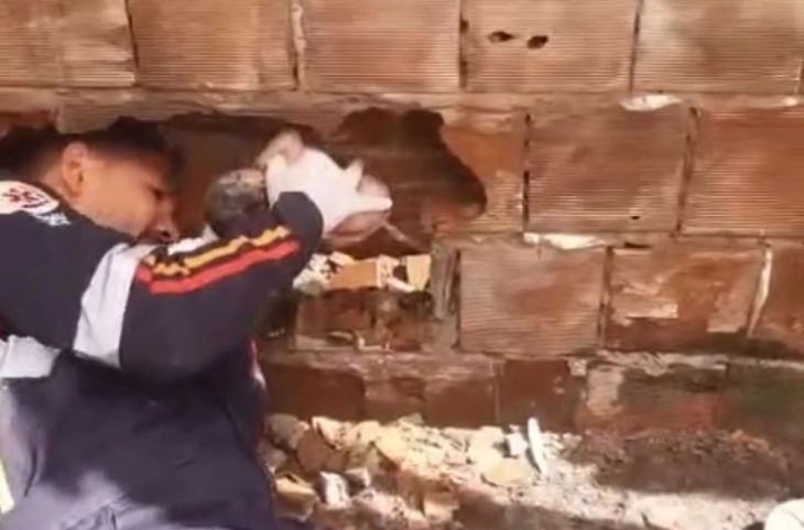 (VÍDEO) Recém-nascido é encontrado vivo entre paredes de casas na Paraíba