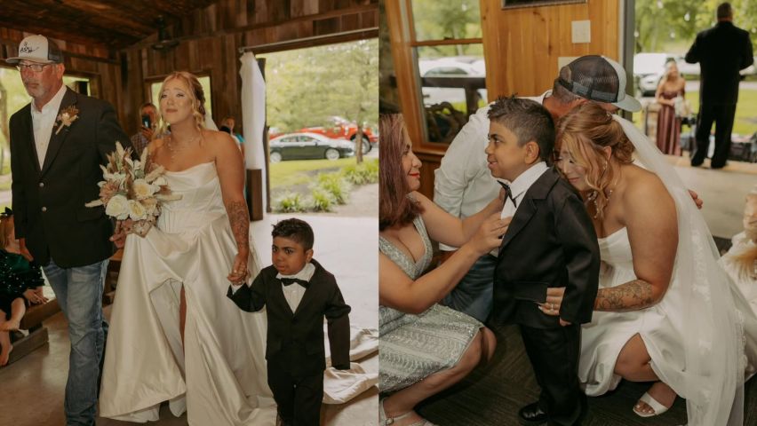 Mãe caminha até o altar com menino que recebeu coração de filho falecido