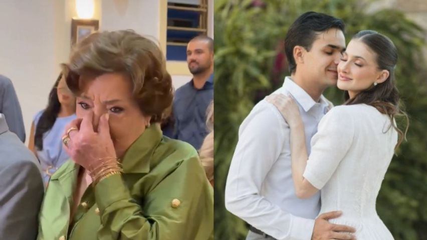 (VÍDEO) Avó se emociona ao ver neta subir ao altar com o vestido de seu casamento