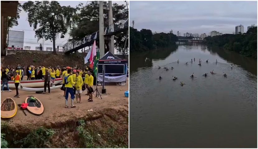 (Vídeo) 5ª Regata Tubá-Nharô reúne dezenas de atletas de caiaque e stand up paddle no Rio Tubarão