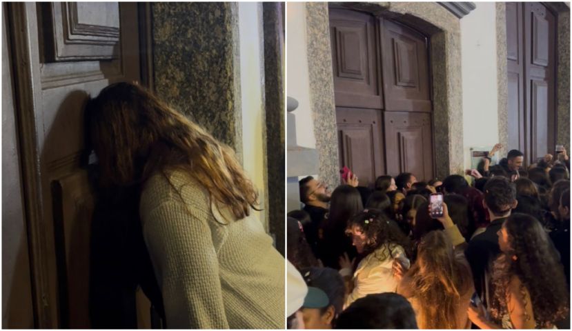 (Vídeo) Centenas de solteiros se reúnem na porta da igreja para pedir um amor a Santo Antônio, em Laguna