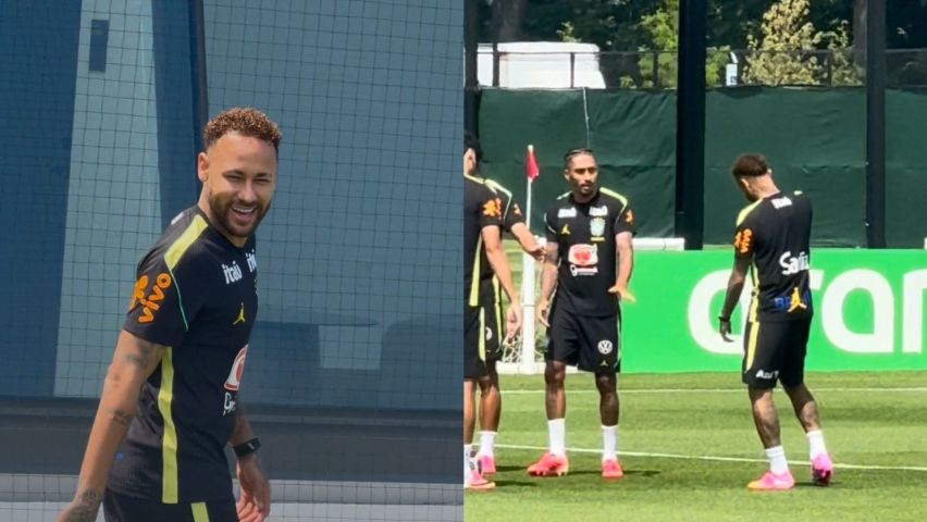 Clima leve: Neymar passa por corredor polonês em retorno aos treinos da Seleção