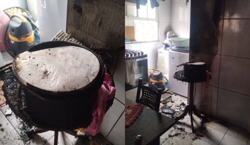Princípio de incêndio em fritadeira elétrica mobiliza bombeiros no bairro Progresso, em Laguna