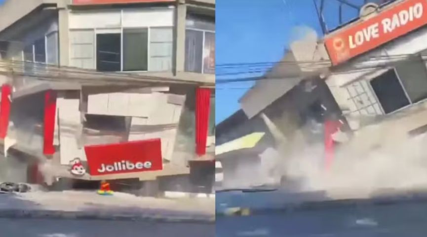 Vídeo mostra momento em que prédio de três andares desaba durante terremoto que matou mais de 30 pessoas nas Filipinas; assista