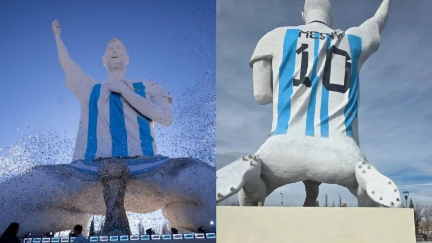 Estátua de Messi inaugurada na Argentina viraliza por pose inusitada