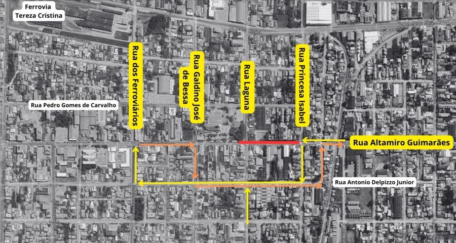 Rua Altamiro Guimarães terá trecho interditado nesta terça-feira (30) para correção do asfalto 