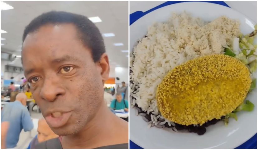 (Vídeo) Ator de Cidade de Deus, Rubens Sabino mostra refeição em bandejão social após repercussão sobre vida nas ruas