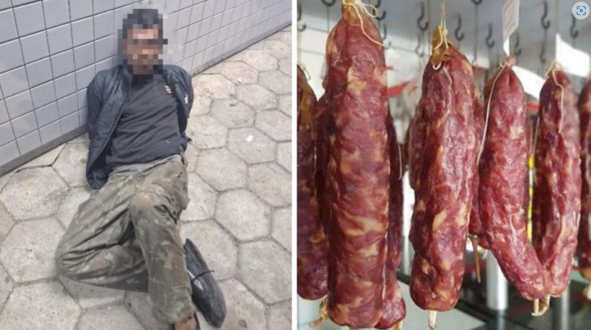 Homem é preso após furtar salame e morder perna de funcionário em supermercado de SC