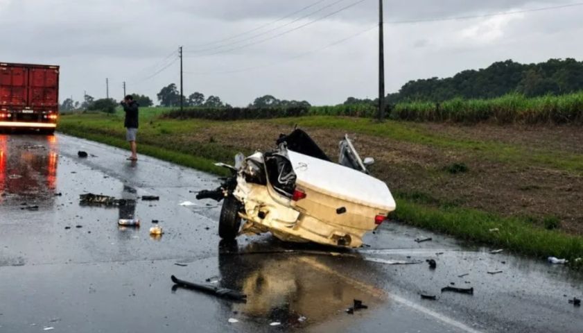 Tragédia na BR-470: colisão com carreta divide carro ao meio e mata 4 pessoas em SC