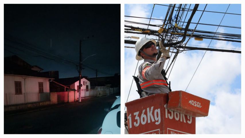 Descarga atmosférica provocou queda de energia em Tubarão, segundo a Celesc